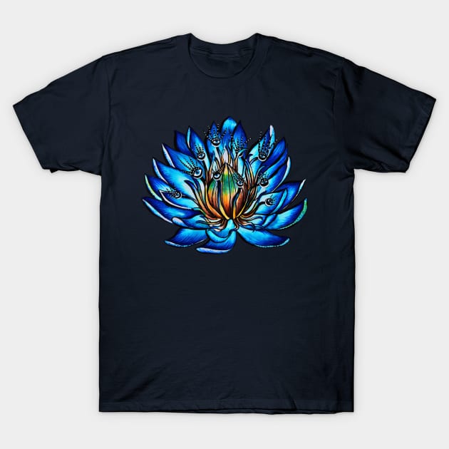 Blue Water Lily Flower Monster T-Shirt by Boriana Giormova